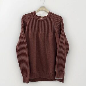 Columbia Mens XXL Sweater 100% Cotton Maroon Knit Ribbed Crewneck Sweater